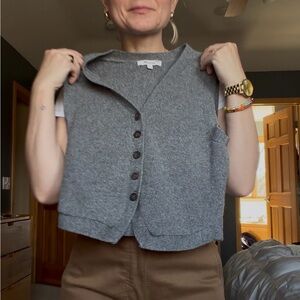 Madewell Gray Knit Button-Front Vest